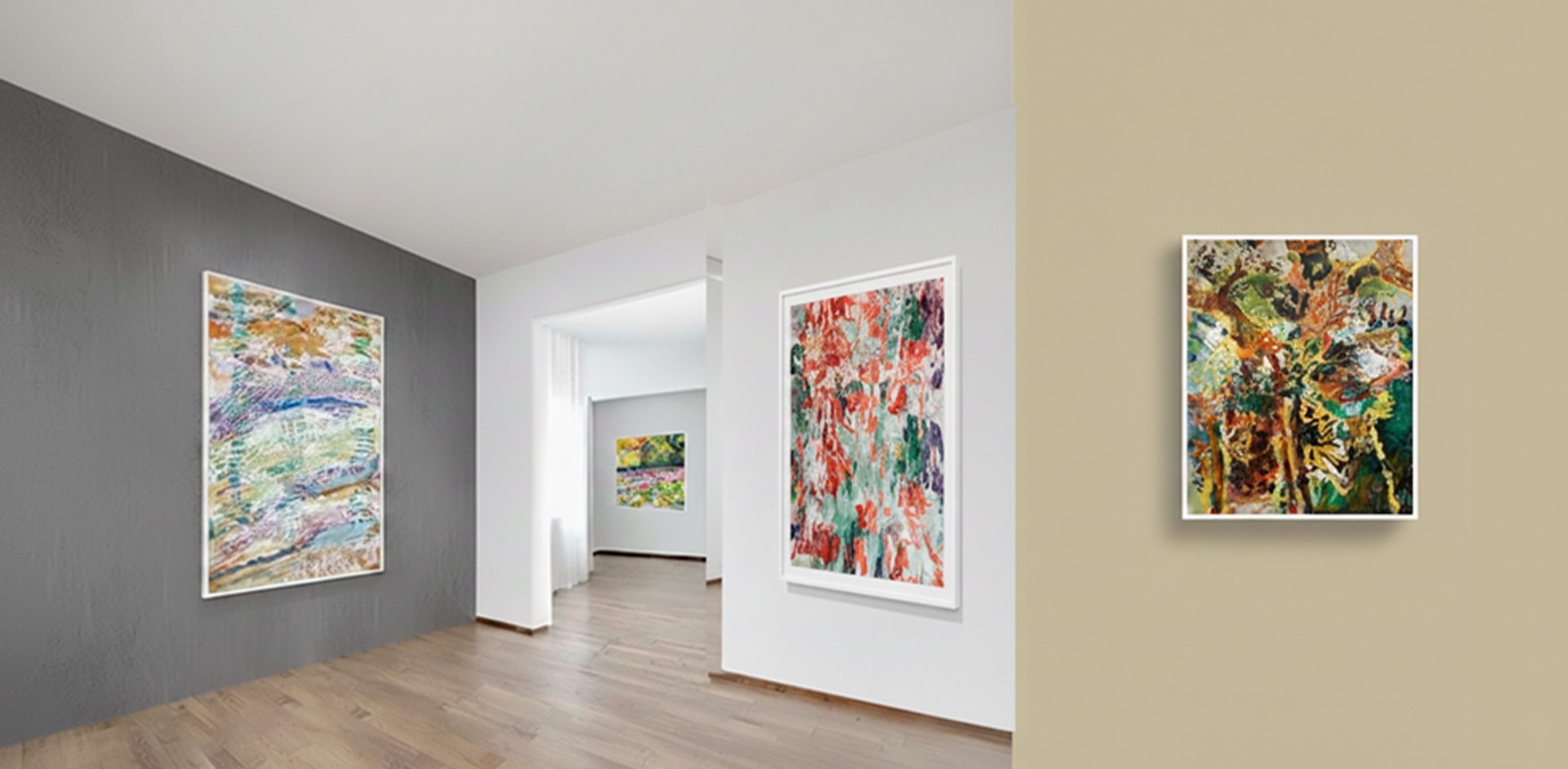Gallery impression of Lambert Oostrum artworks in a modern exhibition space
