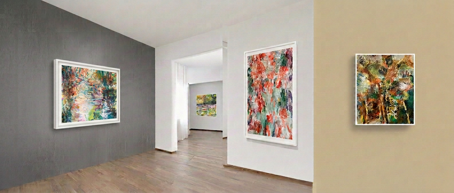 Gallery impression of Lambert Oostrum artworks in a modern exhibition space